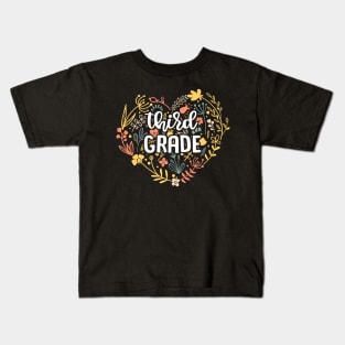 Third Grade Floral Heart Back To School Kids T-Shirt